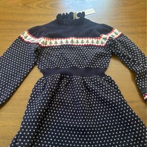 Janie and Jack Navy Dress with White and Red Accents